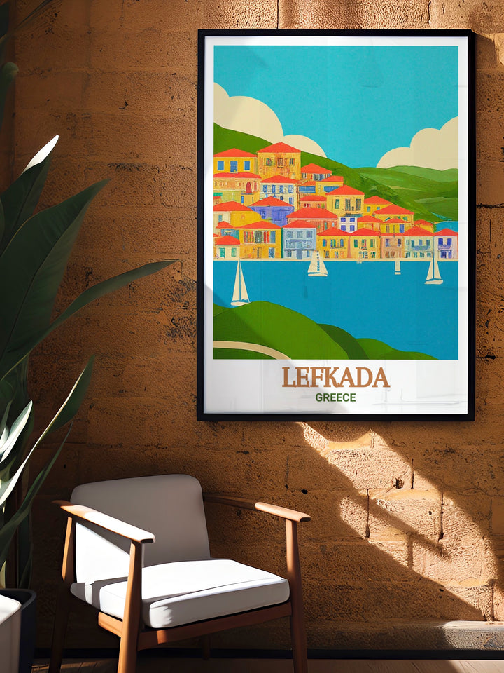 Lefkada Town Wall Art brings the beauty of Greece to life featuring the stunning streets and scenic coastline of this iconic island. Perfect for Greece Island Decor this print adds elegance and a sense of adventure to any room in your home or office.