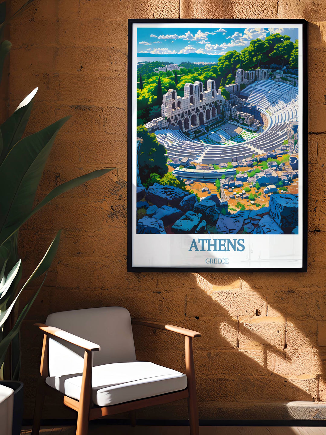 The Acropolis seen through the olive groves, combining natural and historical beauty in a unique and stunning print.