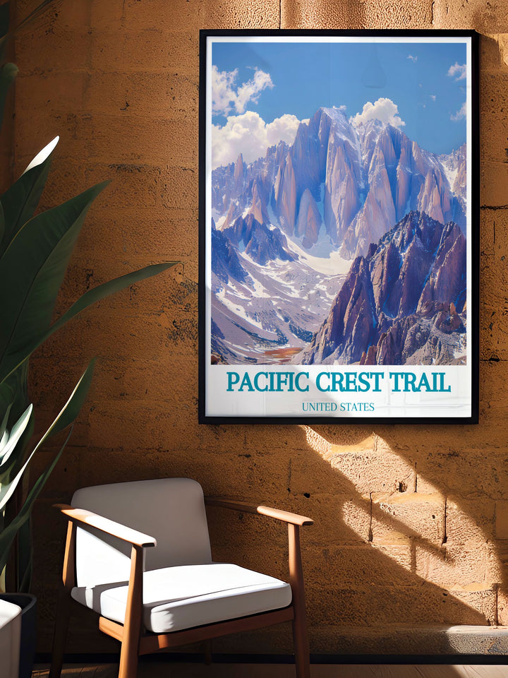 Beautiful Mount Whitney artwork capturing the stunning elevation and serene landscapes of this iconic peak perfect for those who love long distance hiking and outdoor adventure