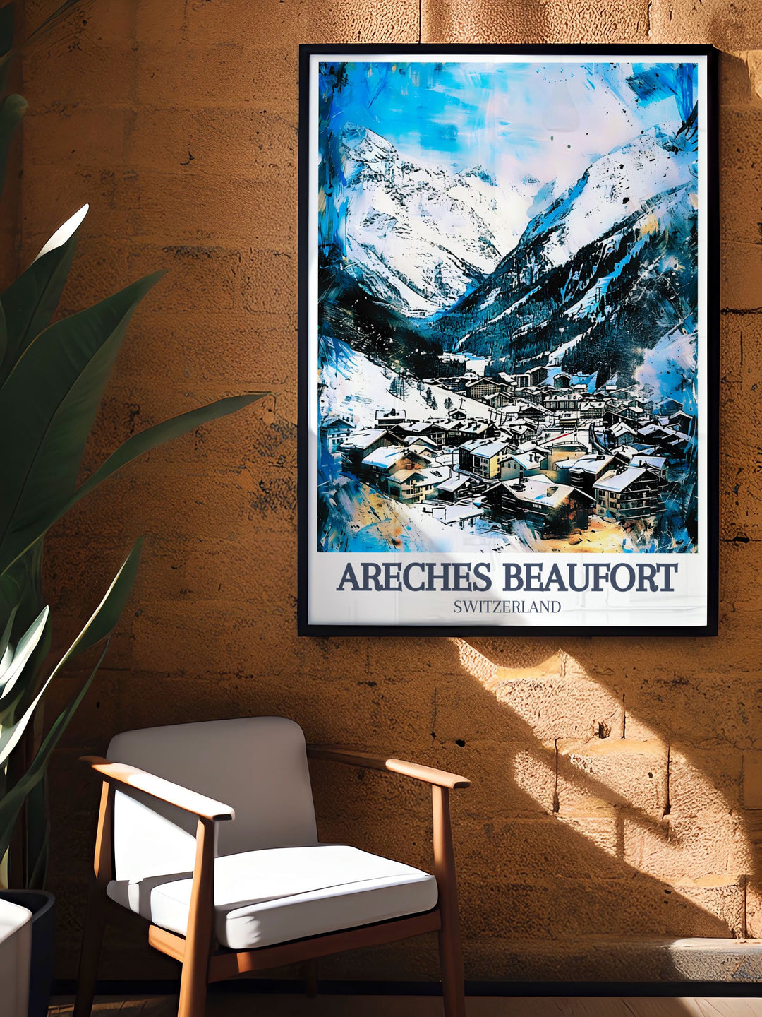 Capture the charm of Beaufort Village Grand Mont and the adventure of Savoie Mont Blanc with this Ski Resort Print A vintage skiing poster that brings the scenic beauty of Areches Beaufort and Les Saisies into your living space a must have for ski enthusiasts