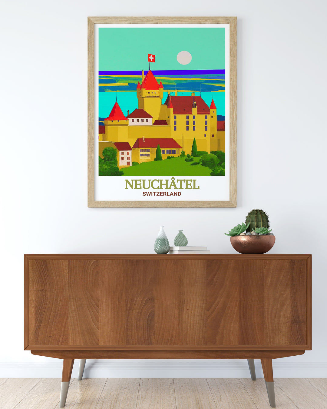 Stunning Neuchatel Castle framed prints with a beautiful view of Lake Neuchatel. This France wall art is perfect for lovers of travel and architecture. Add elegance and tranquility to any room with this timeless piece of French home decor.