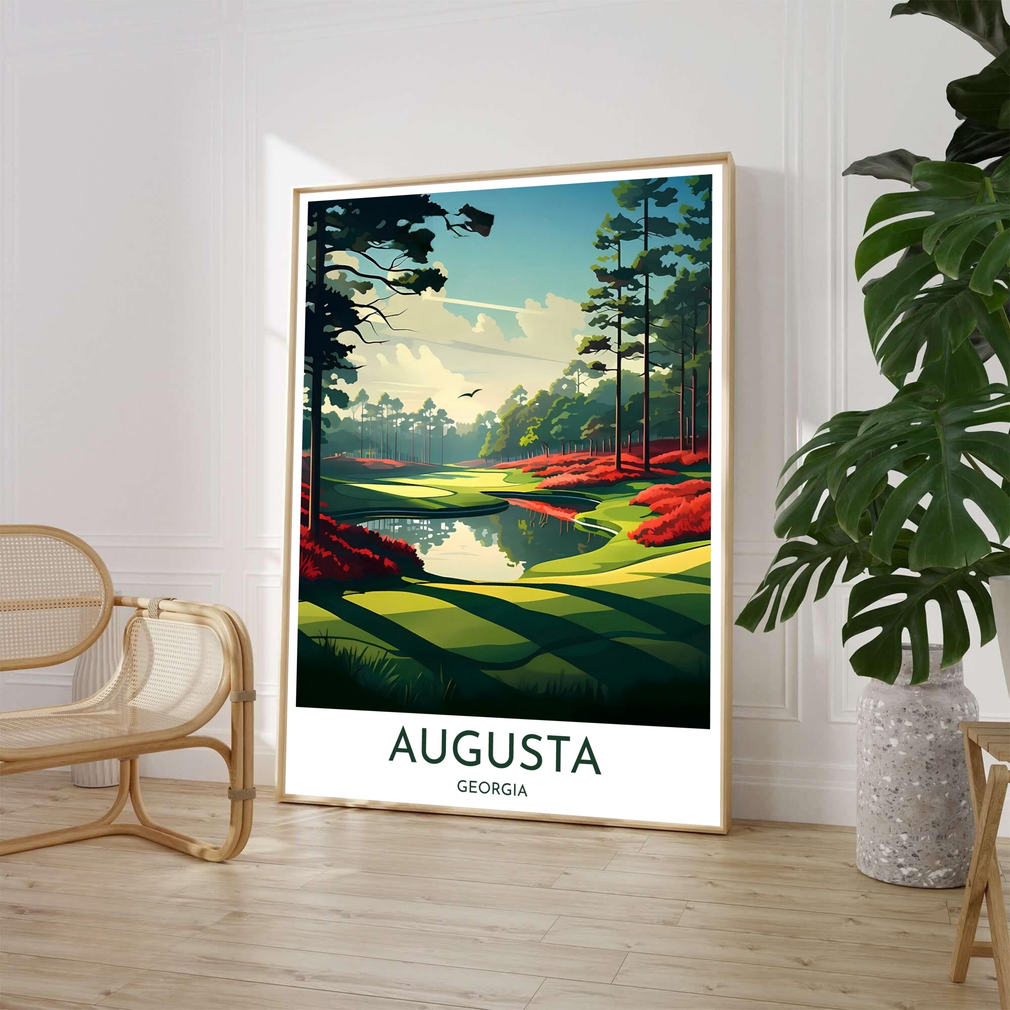 Augusta Hole 13 Golf Poster Print | Azalea Amen Corner Wall Art