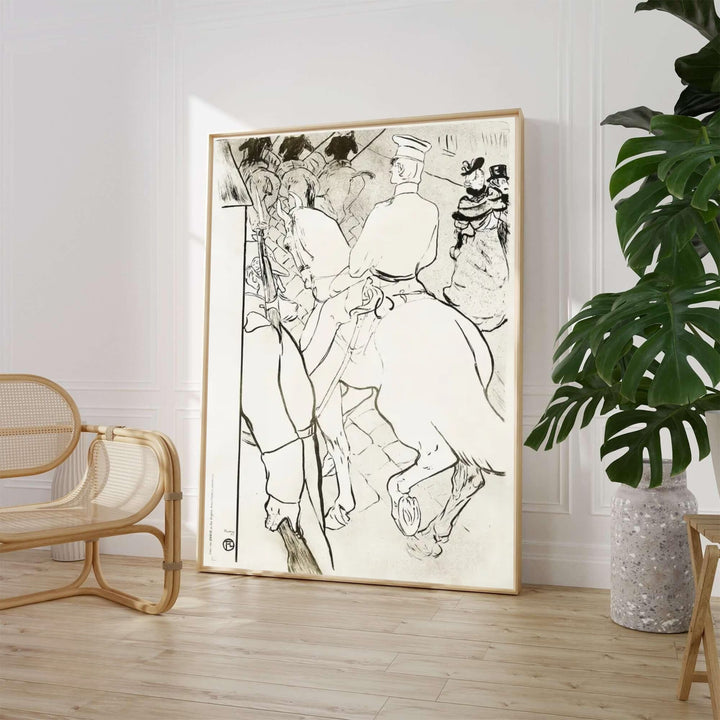 Fine art print of Babylone D’Allemagne (1894), Henri de Toulouse-Lautrec illustrating German military officers riding through Berlin, Germany. Available as an unframed paper print, textured gallery stretched canvas wall decor, or custom framed wall art print directly from MapYourDreams.