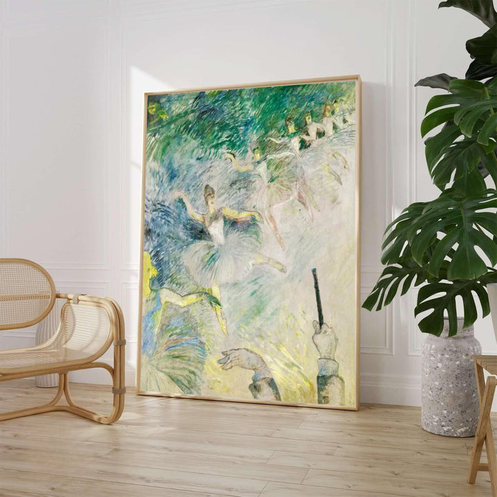 Fine art print of Ballet Dancers, Henri de Toulouse-Lautrec depicting graceful dancers under stage lights in Paris, France. Available as an unframed paper print, textured gallery stretched canvas wall decor, or custom framed wall art print directly from MapYourDreams for elegant interiors.