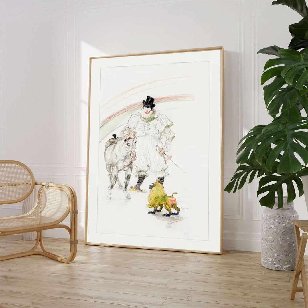 Cheval Et Singe Dresses (1899), Henri de Toulouse-Lautrec portrays a circus trainer with a horse and monkey in Neuilly-sur-Seine near Paris, France. MapYourDreams provides custom framed wall art, unframed fine art paper prints, and gallery canvas options suited for vintage art wall decor.