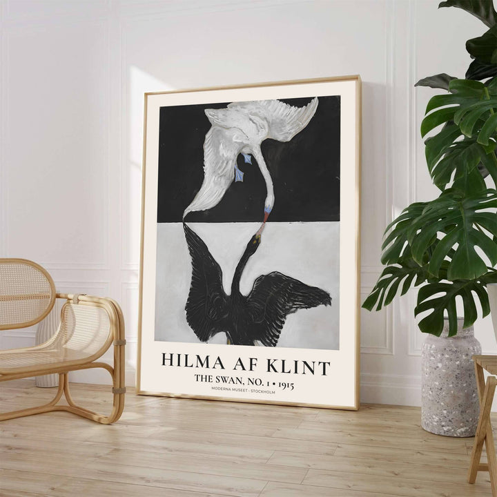 Evoking the crisp exhibition typography and transcendental motifs celebrated in Stockholm museum archives, this geometric The Swan No 1 1915 art print by Hilma af Klint highlights powerful dualities. Offered by MapYourDreams, this artwork is available in flexible options including unframed paper, custom wooden frames, and gallery canvas wraps.