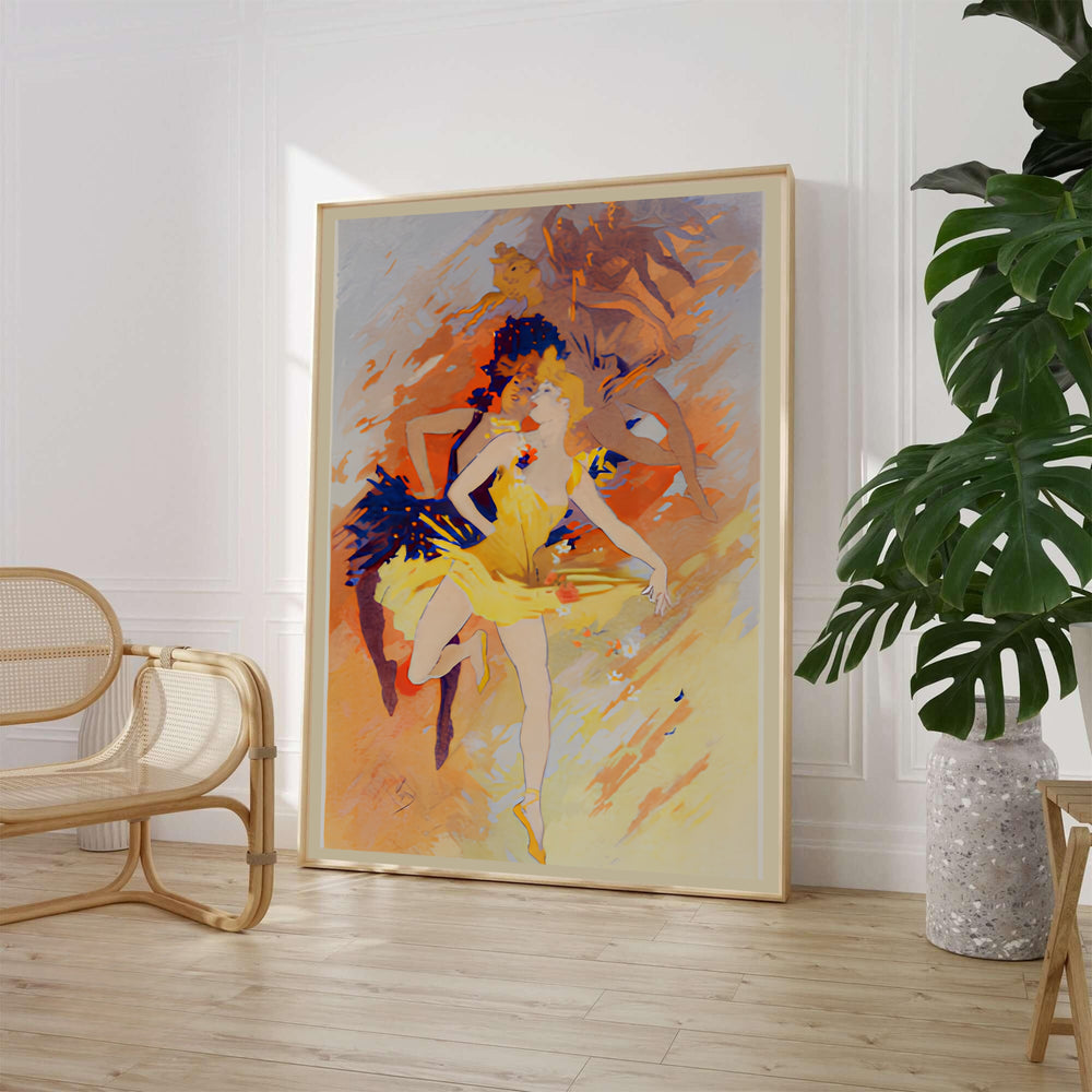 Classic Belle Époque dance print La Danse by artist Jules Chéret celebrating French ballet in Paris France. Offered as unframed prints, gallery canvas, or framed wall decor at MapYourDreams.
