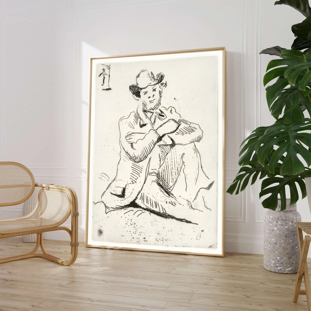 Historic Impressionist etching print of Paul Cezanne Guillaumin With Hanged Man 1873 created in Auvers-sur-Oise France. Choose an unframed fine art paper print, a textured gallery stretched canvas print, or custom framed wall decor directly from MapYourDreams for your living room.