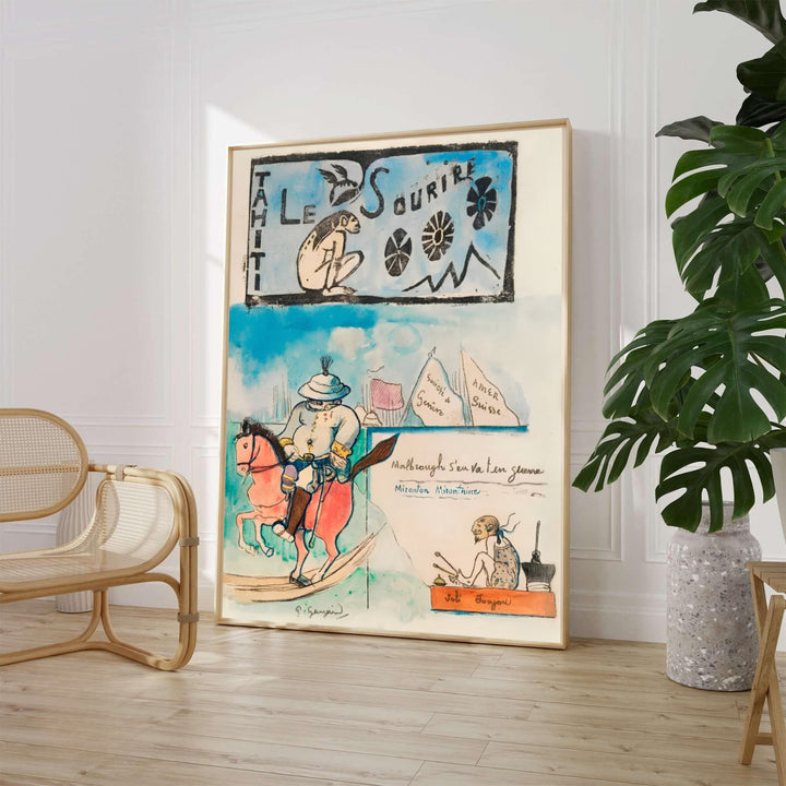 Paul Gauguin Caricatures Governor Gallet 1900 fine art poster depicting a satirical monotype illustration created in Papeete, Tahiti, French Polynesia. MapYourDreams provides custom framed wall art, unframed paper prints, and gallery stretched canvas wall decor options to elevate home decor.