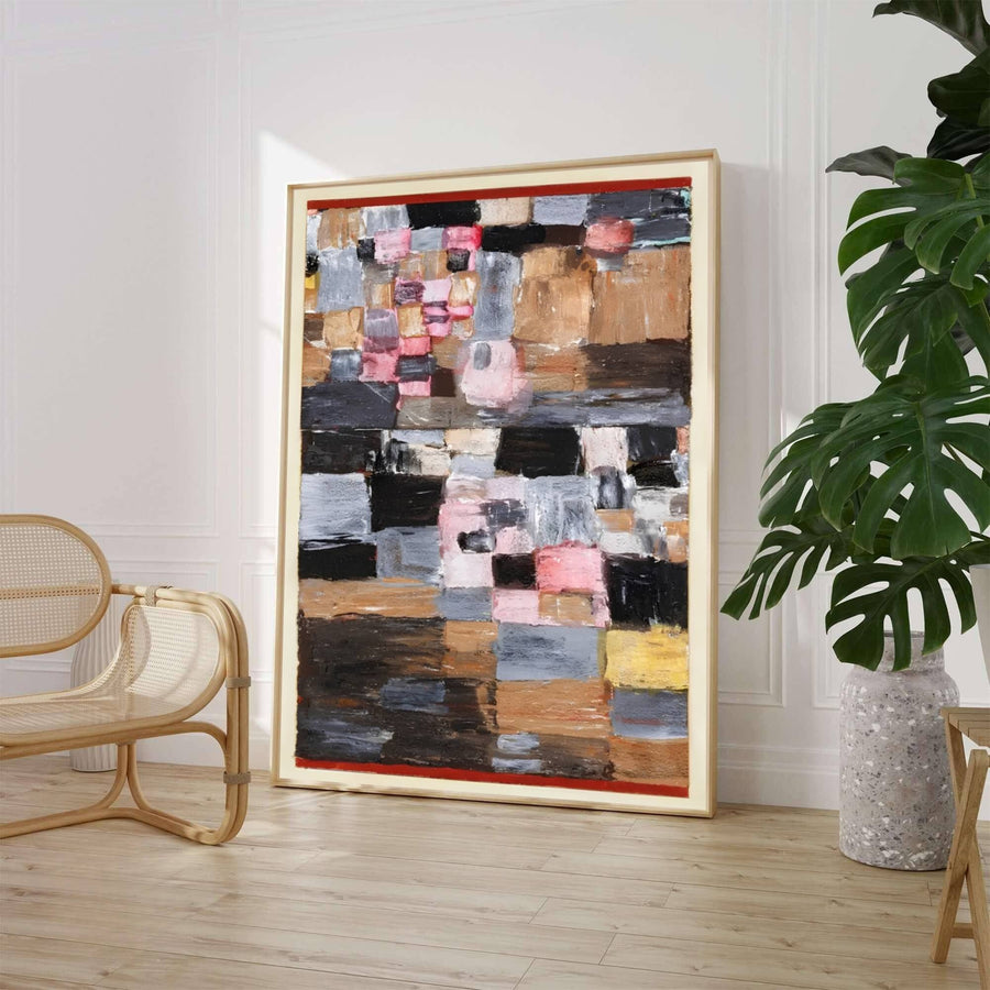 Characterized by deep earthy browns, charcoal blacks, muted greys, and warm ochres ascending toward luminous pinks and crisp whites under a distinct red border in Ascent Of A Town 1930, this Paul Klee poster captures the imaginative architectural vision of the artist. Art lovers can acquire this striking wall art through MapYourDreams, where it comes in versatile formats such as delicate matte art prints, durable framed posters, and ready-to-hang canvas wraps.
