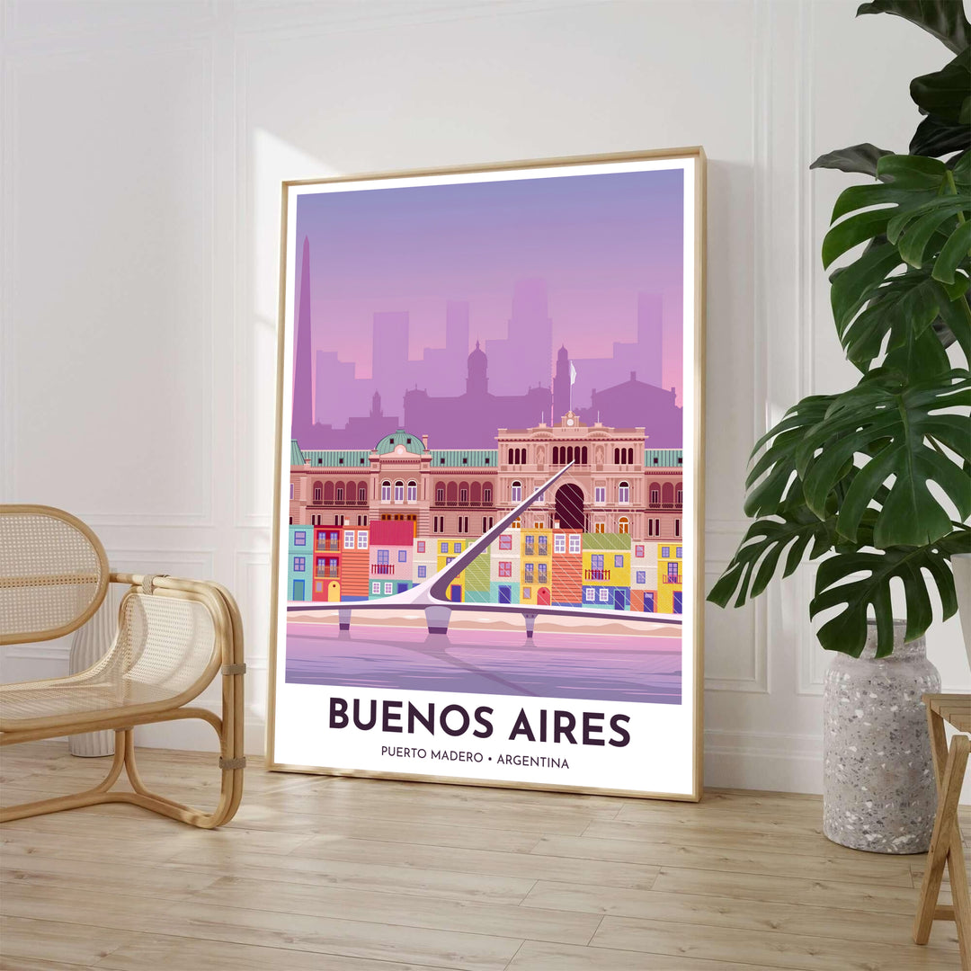 High above the docks of Buenos Aires, a charming Puerto Madero poster displays Calatrava&