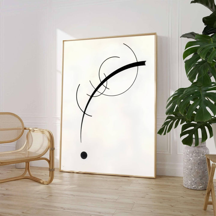 Characterized by stark monochrome linework, graceful arcs, and profound psychological restraint, Wassily Kandinsky&