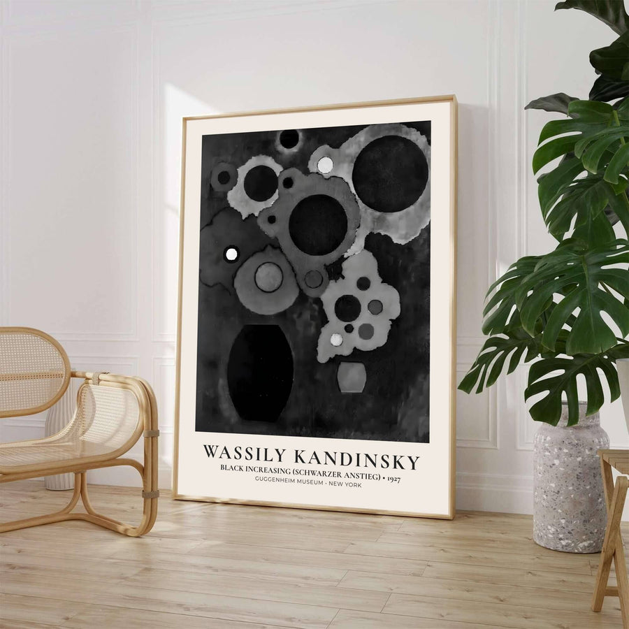 Characterized by deep black ink tones, ethereal gray washes, and haunting psychological depth, Wassily Kandinsky&