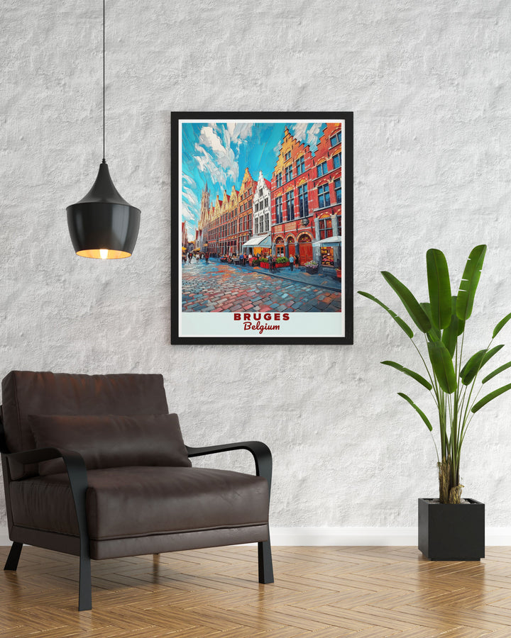 Stunning Grote Markt prints showcasing the historic square in Bruges, Belgium. These prints are perfect for those who appreciate travel art and historic landmarks, offering a timeless addition to any home or office.