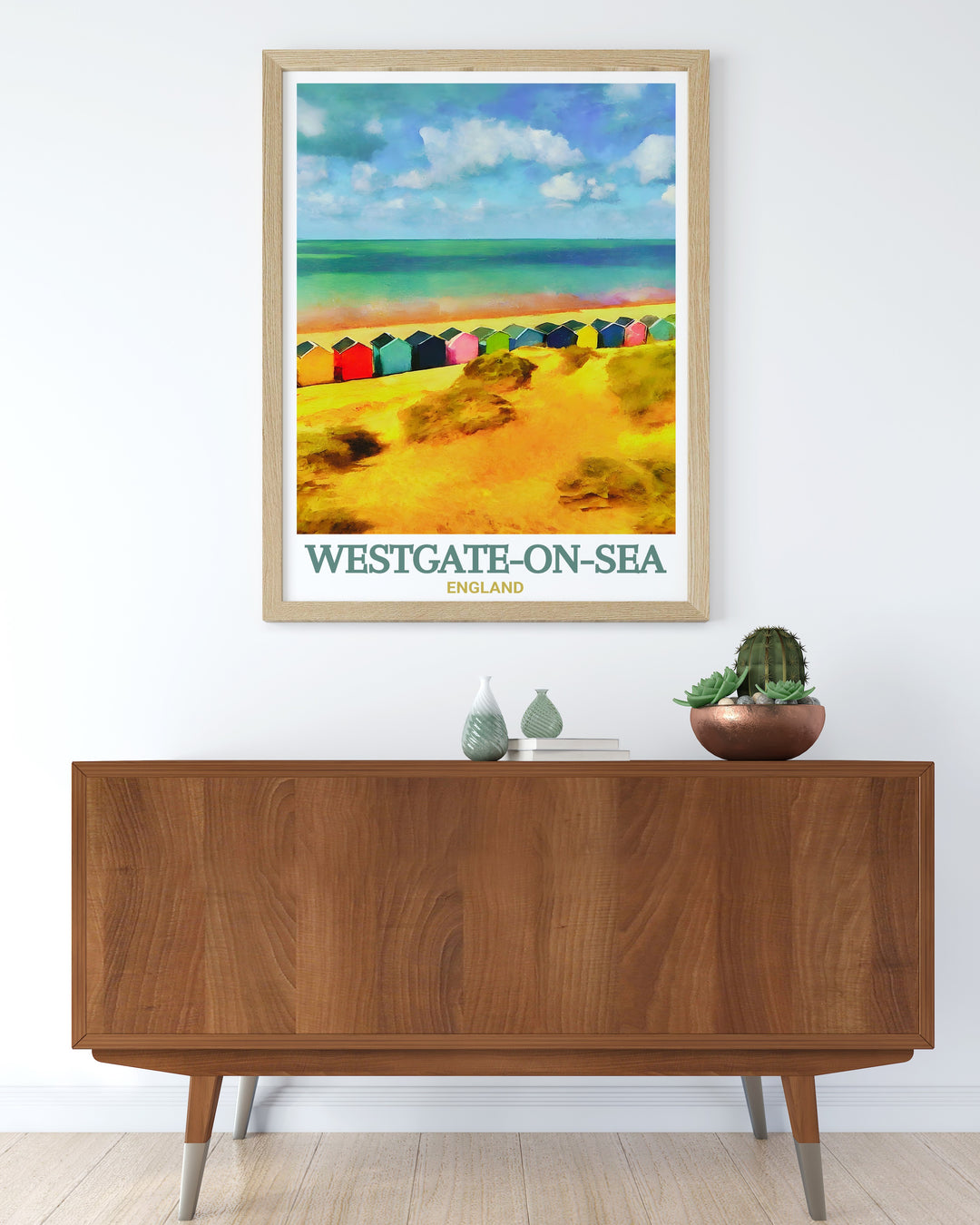 Featuring the serene views of West Bay Beach in Westgate on Sea, this travel print brings a touch of coastal elegance to any space. The sandy shores and calm waters are expertly captured, making it a beautiful and calming piece of wall art.