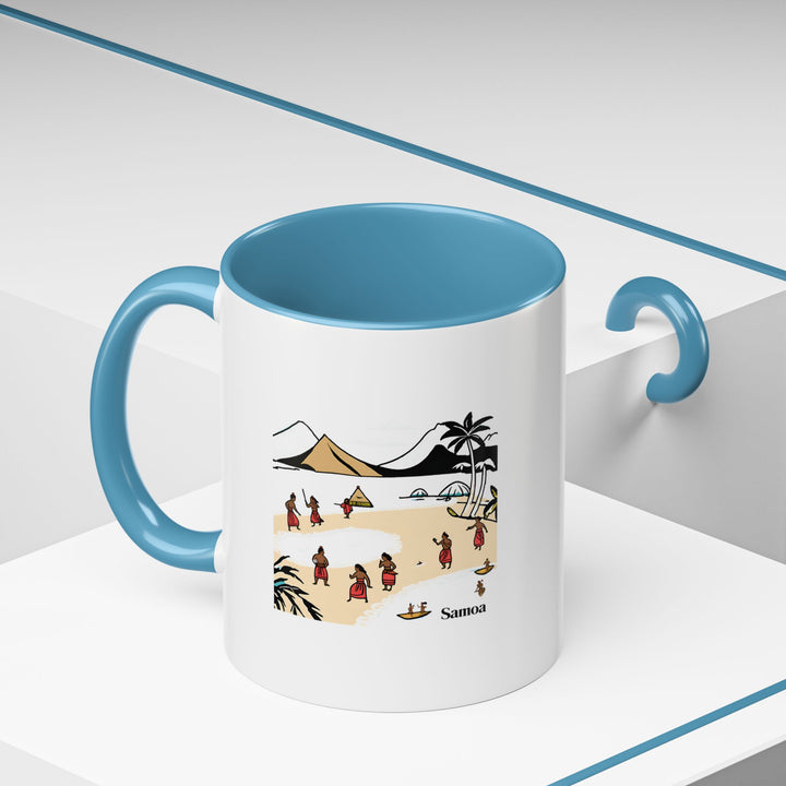 Celebrate Samoas beauty with this artistic mug featuring vibrant depictions of the islands landscapes and traditions. Made from durable ceramic and dishwasher-safe, it's a meaningful gift for travelers, art enthusiasts, or anyone with a love for unique destinations. .