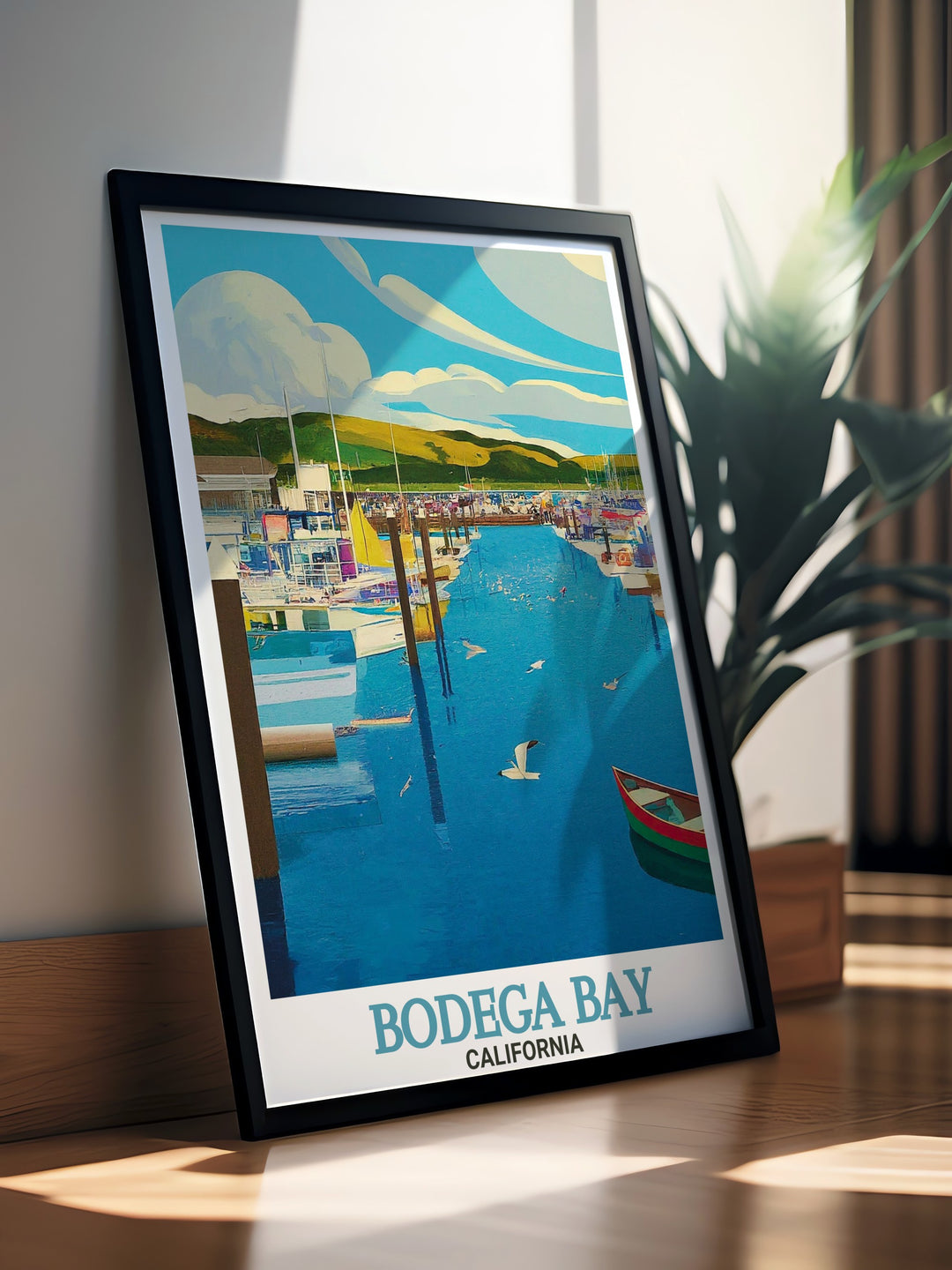 Bodega Bay map print detailing the layout of Bodega Bay Marina. Perfect for nautical themed decor and adding a unique touch to your home. Ideal for those who love California beach destinations and travel.