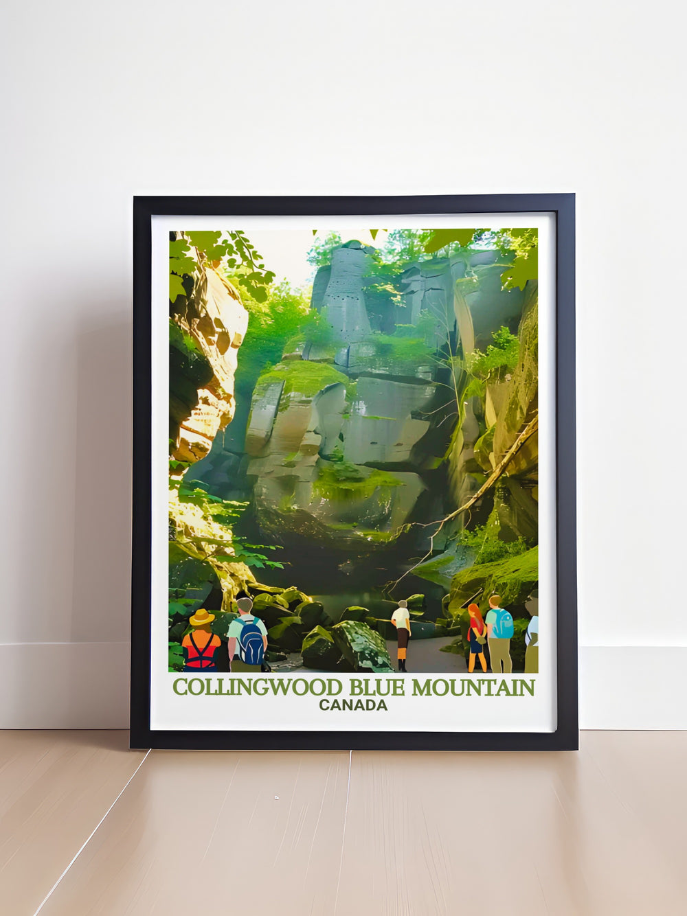 Collingwood Poster brings together the scenic views of Blue Mountain and the fascinating formations of Scenic Caves Nature Adventures. This travel print celebrates the beauty and adventure of one of Ontarios most beloved regions.