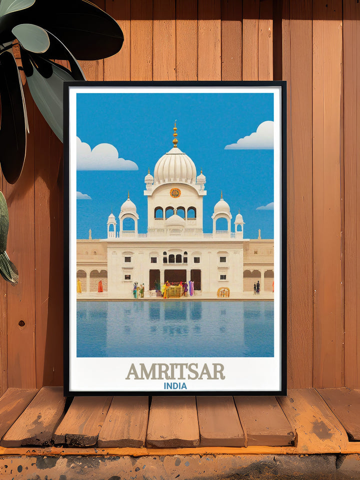 The Durgiana Temple canvas art captures the beauty of this spiritual landmark, making it an ideal choice for anyone looking to add an artistic representation of Indian culture to their home. This travel poster is perfect for gifting or as part of your own collection.