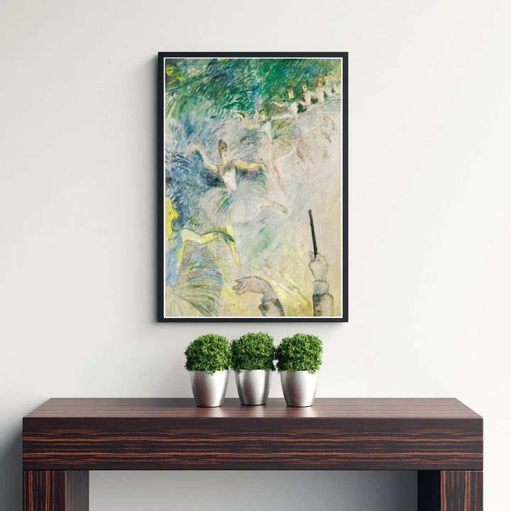 Vintage dance lithograph style print of Ballet Dancers, Henri de Toulouse-Lautrec set in a famous theater in Paris, France. Shop high-definition framed prints, unframed poster art, and stretched canvas choices directly at MapYourDreams for sophisticated wall art arrangements.