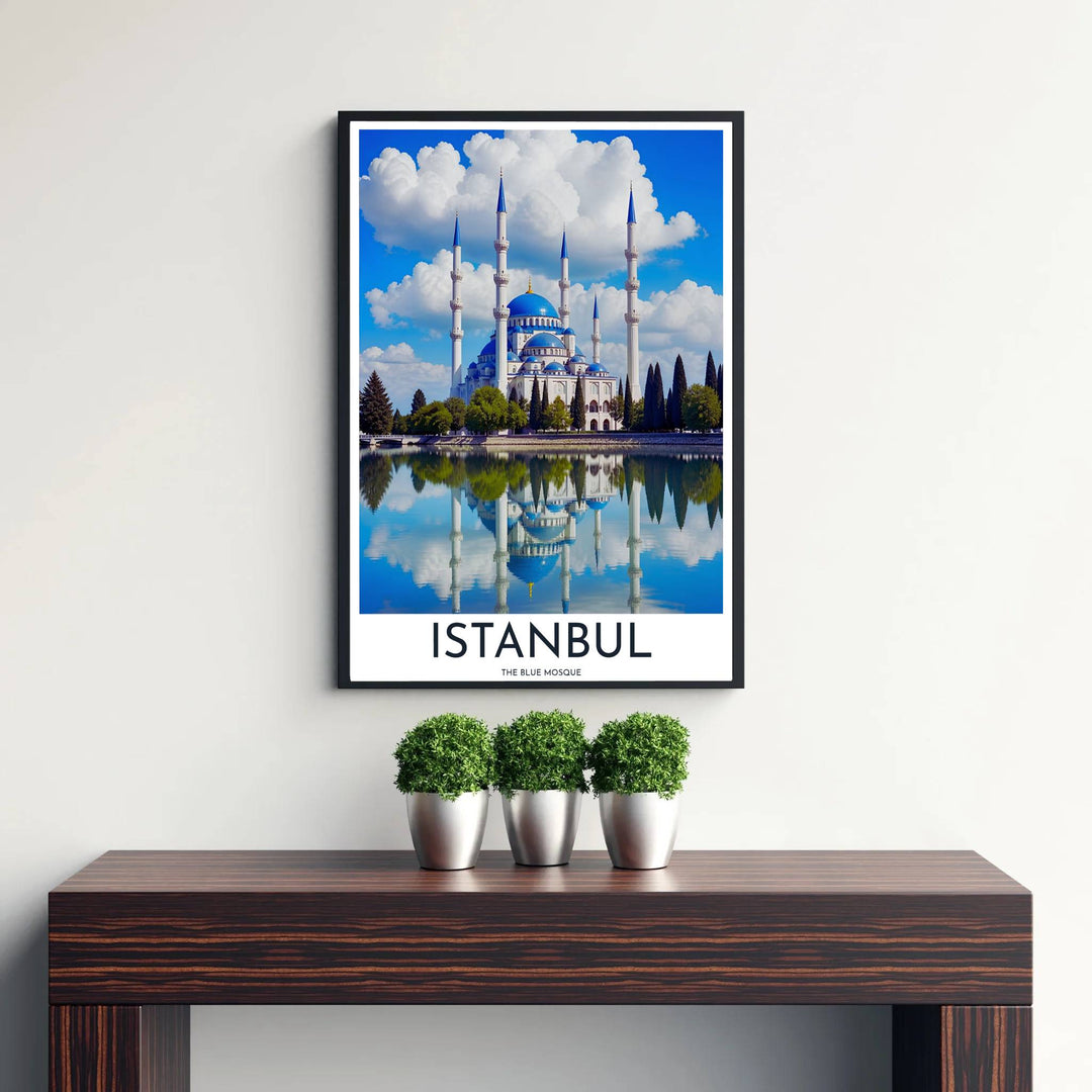 Sky blue and reflection pool poster of Istanbul&