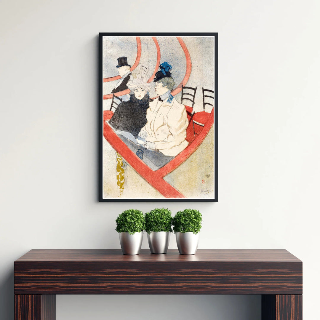 Vintage travel poster style print of Box In The Grand Tier (1897), Henri de Toulouse-Lautrec portraying opera spectators in Paris, France. MapYourDreams supplies custom framed paper prints, unframed wall art, and stretched canvas prints ideal for living rooms, offices, and studios.