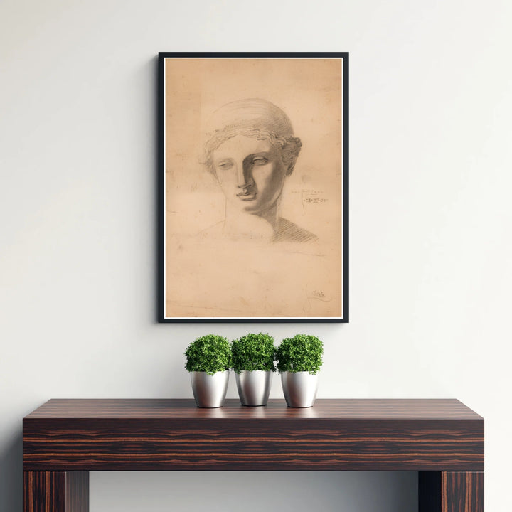 Early academic masterwork print of Egon Schiele Antique Head Study 1905 located in Leopold Museum Vienna featuring serene Greco Roman statue features. Discover custom framed prints, unframed poster options, and stretched canvas wall decor at MapYourDreams for sophisticated home art displays.