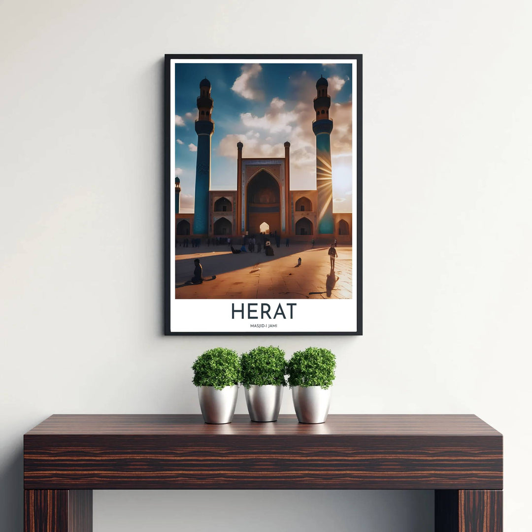 Golden amber and lapis blue photo poster of Herat&