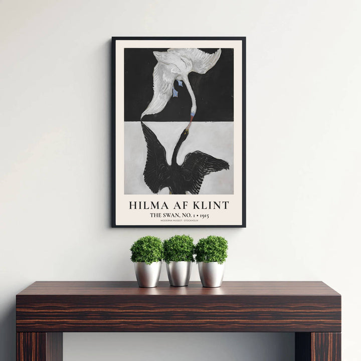 Transporting viewers straight into Stockholm design salons and Moderna Museet galleries, this The Swan No 1 1915 art print by Hilma af Klint highlights precise brushwork and balanced contrast. Offered by MapYourDreams, this artwork is available in flexible options including unframed paper, custom wooden frames, and gallery canvas wraps.