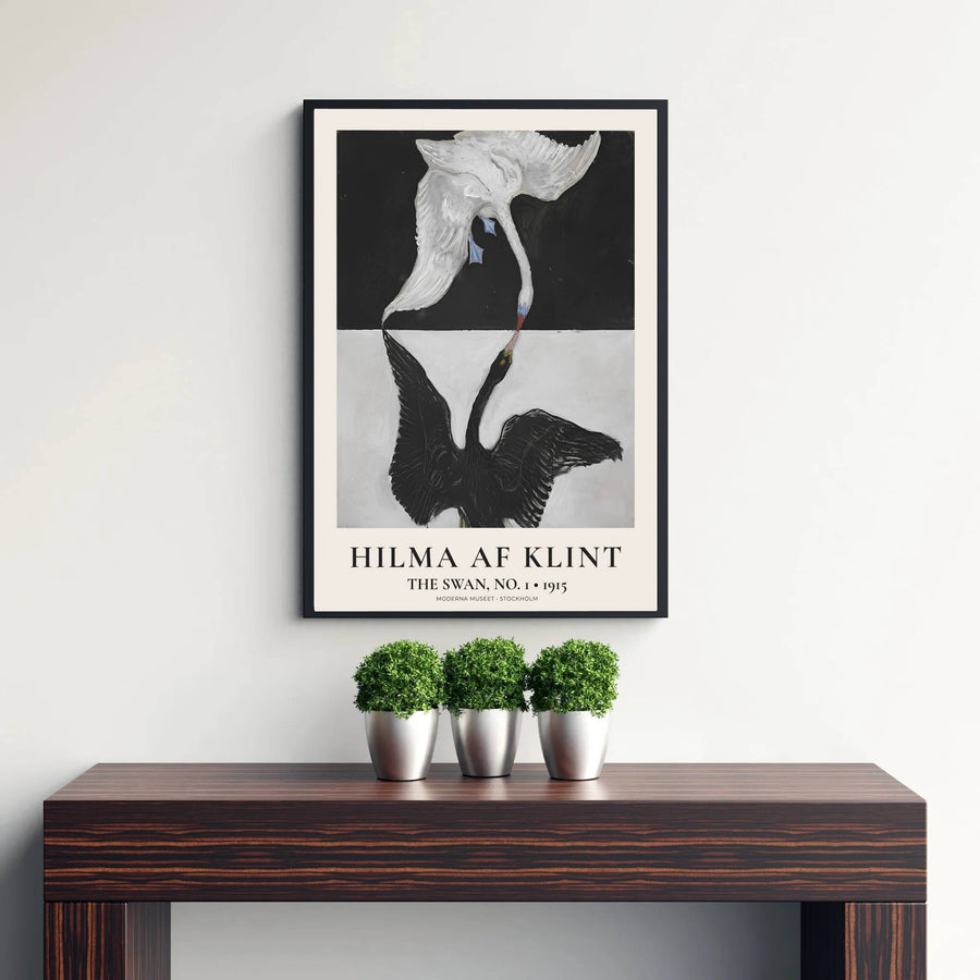 Transporting viewers straight into Stockholm design salons and Moderna Museet galleries, this The Swan No 1 1915 art print by Hilma af Klint highlights precise brushwork and balanced contrast. Offered by MapYourDreams, this artwork is available in flexible options including unframed paper, custom wooden frames, and gallery canvas wraps.