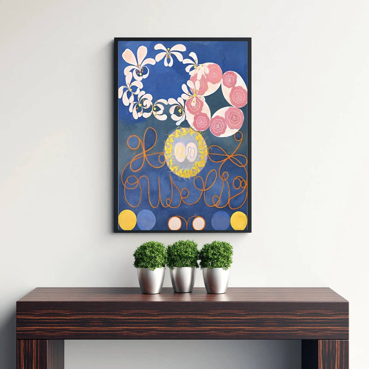 Transporting viewers straight into Stockholm design salons and Nordic galleries, this The Ten Largest No 1 Childhood 1907 art print by Hilma af Klint highlights precise brushwork and organic shapes. Offered by MapYourDreams, this artwork is available in flexible options including unframed paper, custom wooden frames, and gallery canvas wraps.