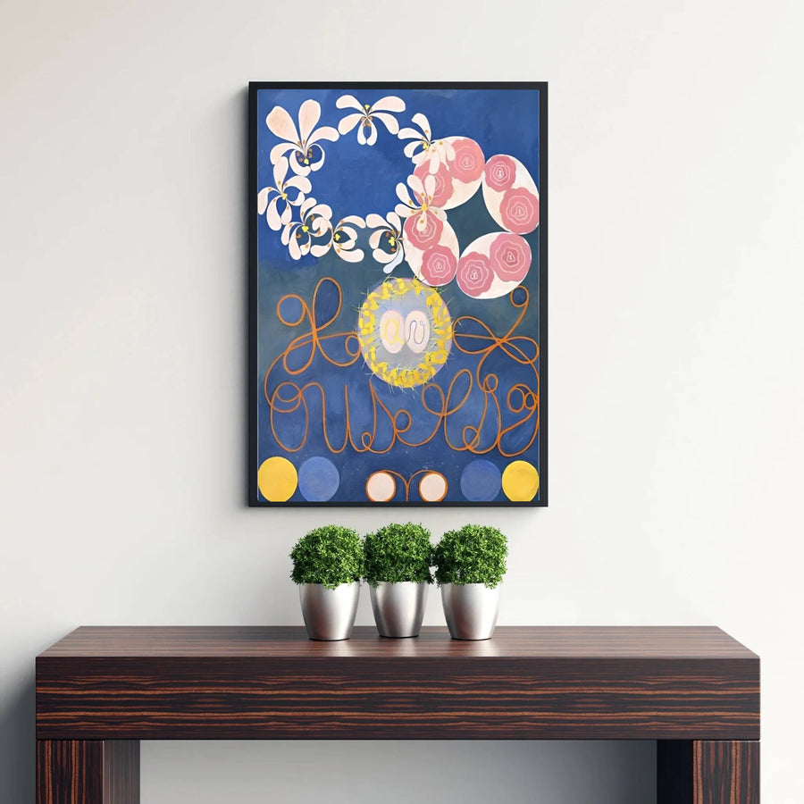 Transporting viewers straight into Stockholm design salons and Nordic galleries, this The Ten Largest No 1 Childhood 1907 art print by Hilma af Klint highlights precise brushwork and organic shapes. Offered by MapYourDreams, this artwork is available in flexible options including unframed paper, custom wooden frames, and gallery canvas wraps.
