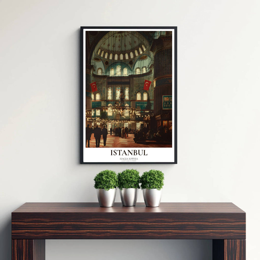 Warm gold and deep mahogany photo poster of Istanbul&