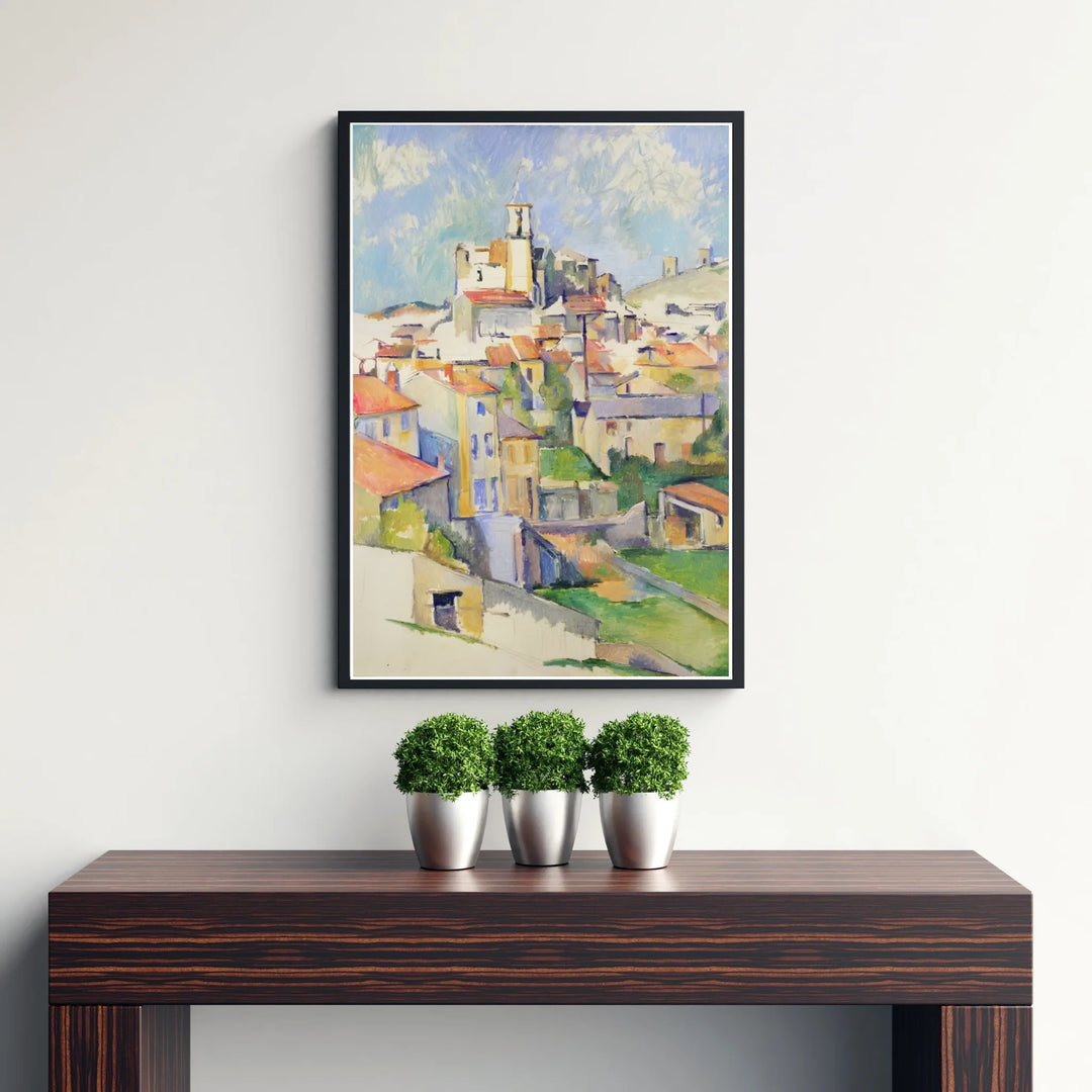 Vintage Southern France countryside art print of Paul Cezanne Gardanne 1885 capturing a steep hillside layout in Gardanne France. Discover custom framed prints, unframed poster options, and stretched canvas wall decor at MapYourDreams for your residential hallway interior display.