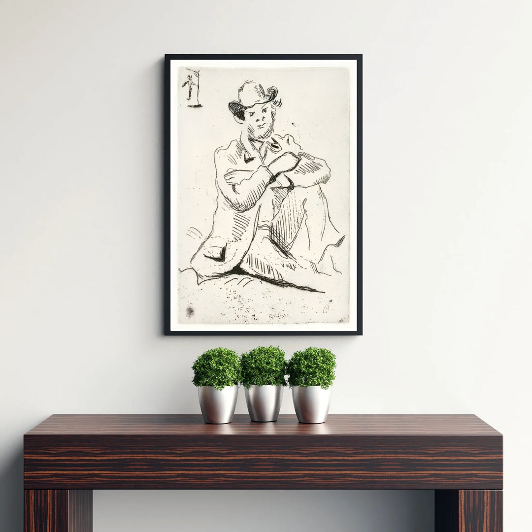 French Impressionism fine art poster of Paul Cezanne Guillaumin With Hanged Man 1873 illustrating graphic line work in Auvers-sur-Oise France. MapYourDreams delivers archival framed wall art, unframed paper prints, and gallery canvas wall decor designed to enhance study rooms.