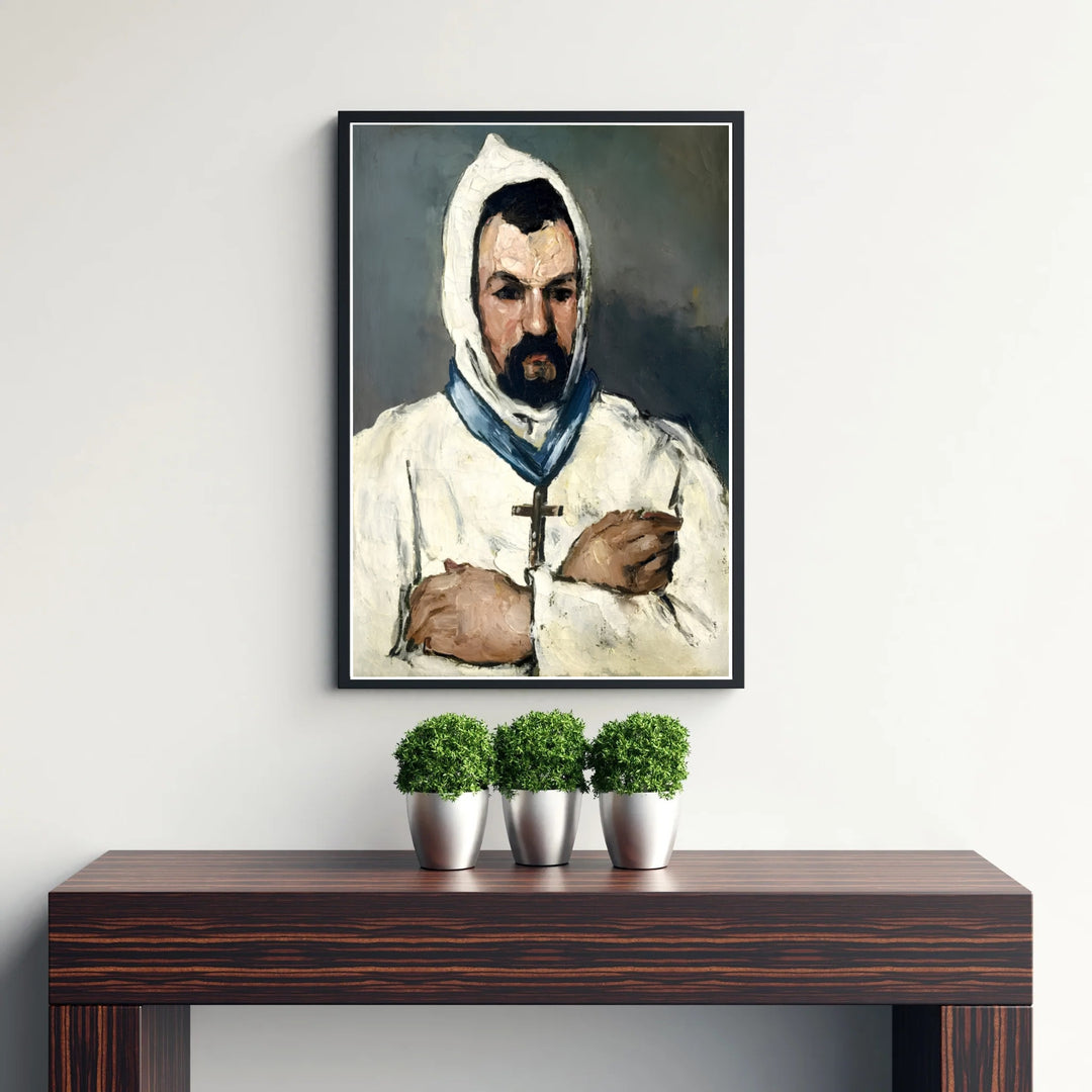 French Post-Impressionism fine art poster of Paul Cezanne Uncle Dominique As A Monk 1866 illustrating a man with a beard in Aix-en-Provence France. MapYourDreams delivers archival framed wall art, unframed paper prints, and gallery canvas wall decor designed to enhance study rooms.