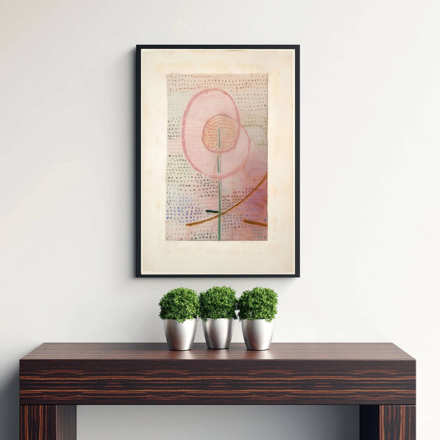 Transporting viewers straight into early 20th-century modernist circles, this Paul Klee Blossoming (Blühend) 1934 poster highlights ethereal brushwork and a soothing, light-filled atmospheric palette. Offered by MapYourDreams, this artwork is available in flexible options including unframed paper, custom wooden frames, and gallery canvas wraps.