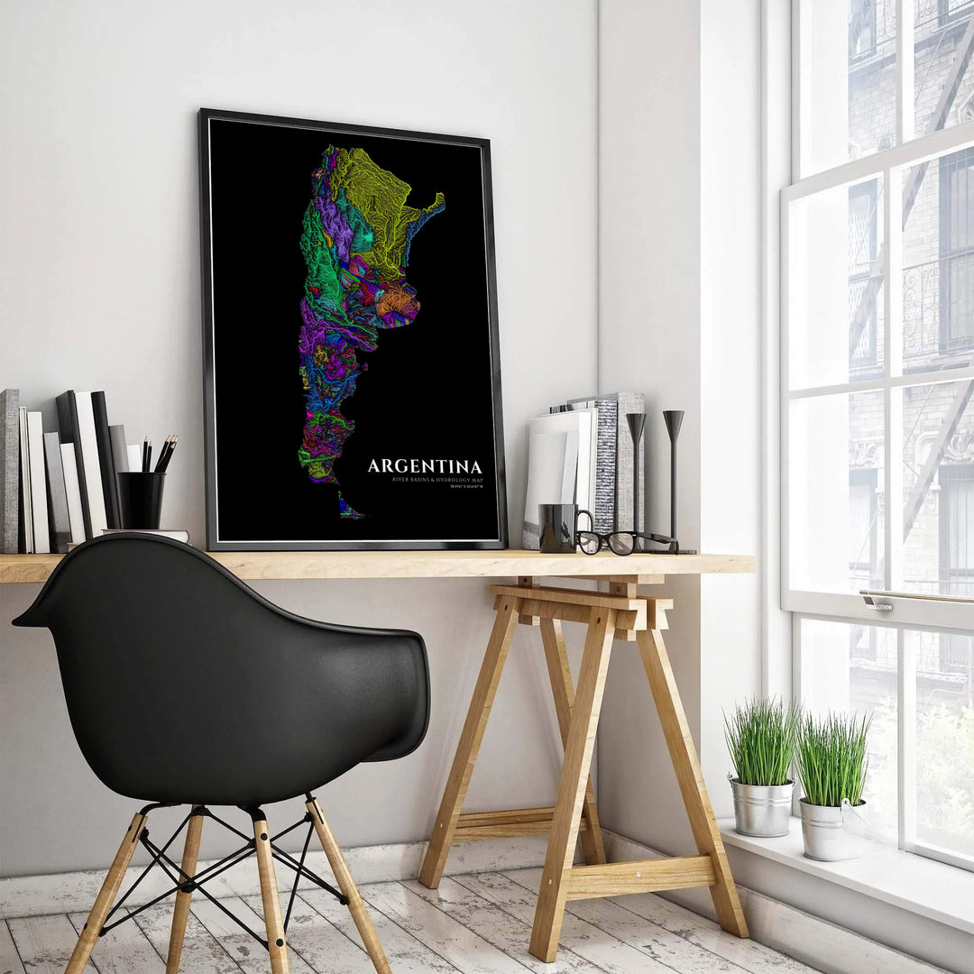Modern geography map graphic showcasing Argentina&