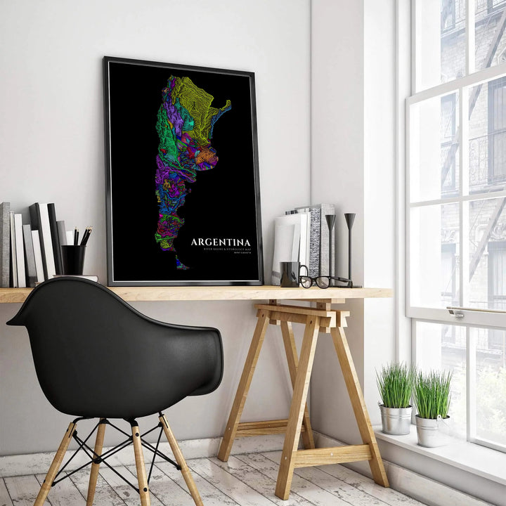 Modern geography map graphic showcasing Argentina&