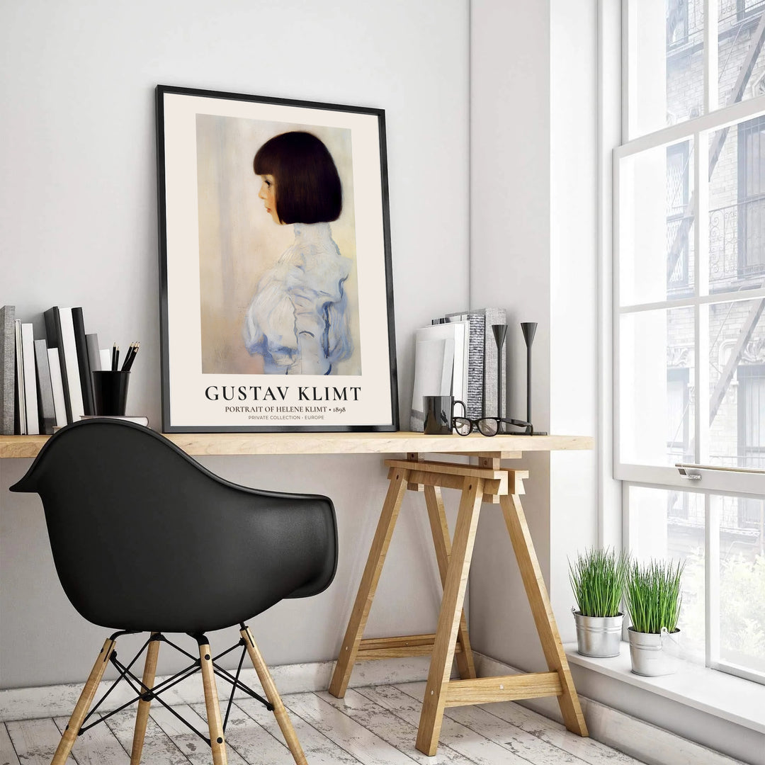 Vintage Viennese portrait print of Gustav Klimt Portrait Of Helene Klimt 1898 highlighting authentic 1898 early artwork from a Private Collection in Europe. Discover custom framed prints, unframed poster options, and stretched canvas wall decor at MapYourDreams for stylish home interior spaces.