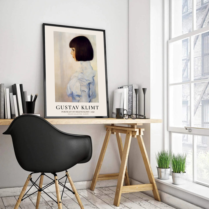 Vintage Viennese portrait print of Gustav Klimt Portrait Of Helene Klimt 1898 highlighting authentic 1898 early artwork from a Private Collection in Europe. Discover custom framed prints, unframed poster options, and stretched canvas wall decor at MapYourDreams for stylish home interior spaces.
