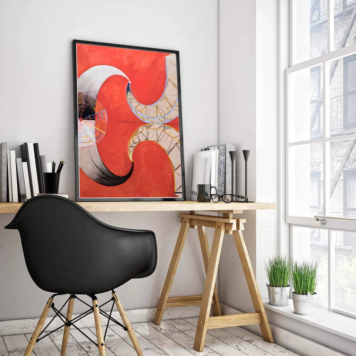 Merging rigorous structural geometry with lyrical spiritual symbolism, this intricate Hilma af Klint Group VII The Moon print brings a sophisticated, avant-garde ambiance to any contemporary interior setting. Offered by MapYourDreams, this artwork is available in flexible options including unframed paper, custom wooden frames, and gallery canvas wraps.