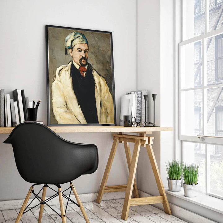 Rare 19th-century portrait poster print of Paul Cezanne The Artists Uncle Dominique 1866 featuring a man in a nightcap painted in Aix-en-Provence France. MapYourDreams features high-quality framed wall decor, unframed prints, and stretched canvas options ideal for study wall decoration.