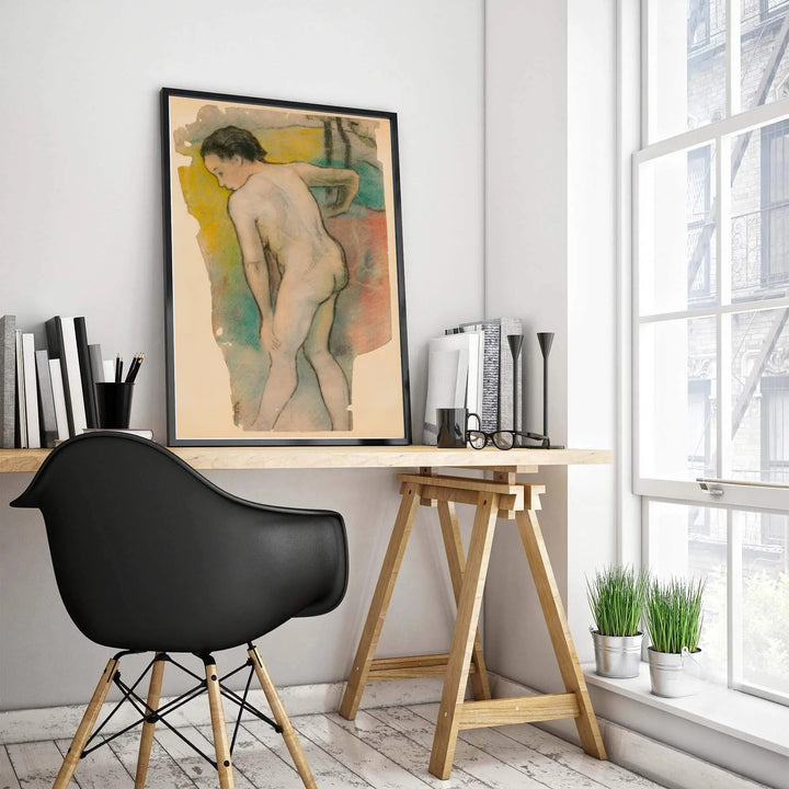 Classical French pastel print of Paul Gauguin Breton Bather 1886 capturing a standing figure in Pont-Aven, Brittany, France. Select custom framed wall art, unframed paper poster prints, or gallery canvas formats at MapYourDreams for a cohesive fine art display.