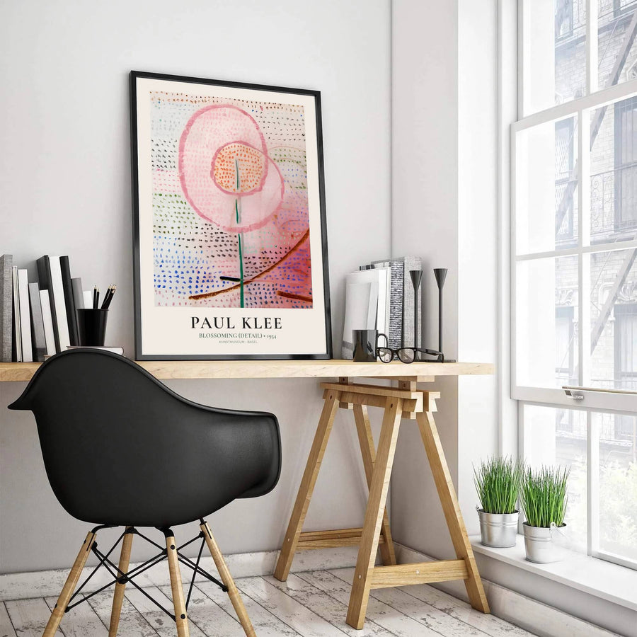 Merging organic botany with subtle abstract symbolism, this intricate Paul Klee Blossoming Detail (Blühend) 1934 art inspired by the Kunstmuseum Basel brings a sophisticated, serene ambiance to any interior setting. Offered by MapYourDreams, this artwork is available in flexible options including unframed paper, custom wooden frames, and gallery canvas wraps.