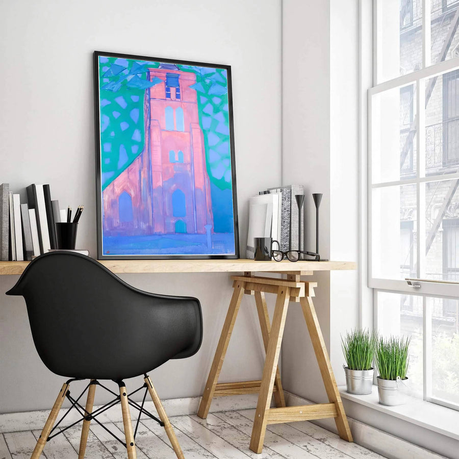 Celebrated for its bold color palette and innovative handling of sacred architecture, this Piet Mondrian Church Tower At Domburg poster showcases timeless modernist elegance that enhances contemporary living environments. MapYourDreams provides this fine art print in a variety of presentation styles, allowing buyers to choose between minimalist unframed posters, elegant wood frames, and textured canvas wall art that elevate any room.