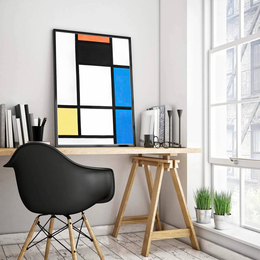 This evocative geometric composition by Piet Mondrian highlights rigorous vertical and horizontal grid lines radiating absolute balance and structural clarity within a clean pictorial field. Presented by MapYourDreams as an exquisite neoplasticism artwork, this abstract piece can be selected in numerous display configurations, ranging from sleek unframed paper prints to beautifully crafted frames and premium stretched canvas wraps for modern home styling.