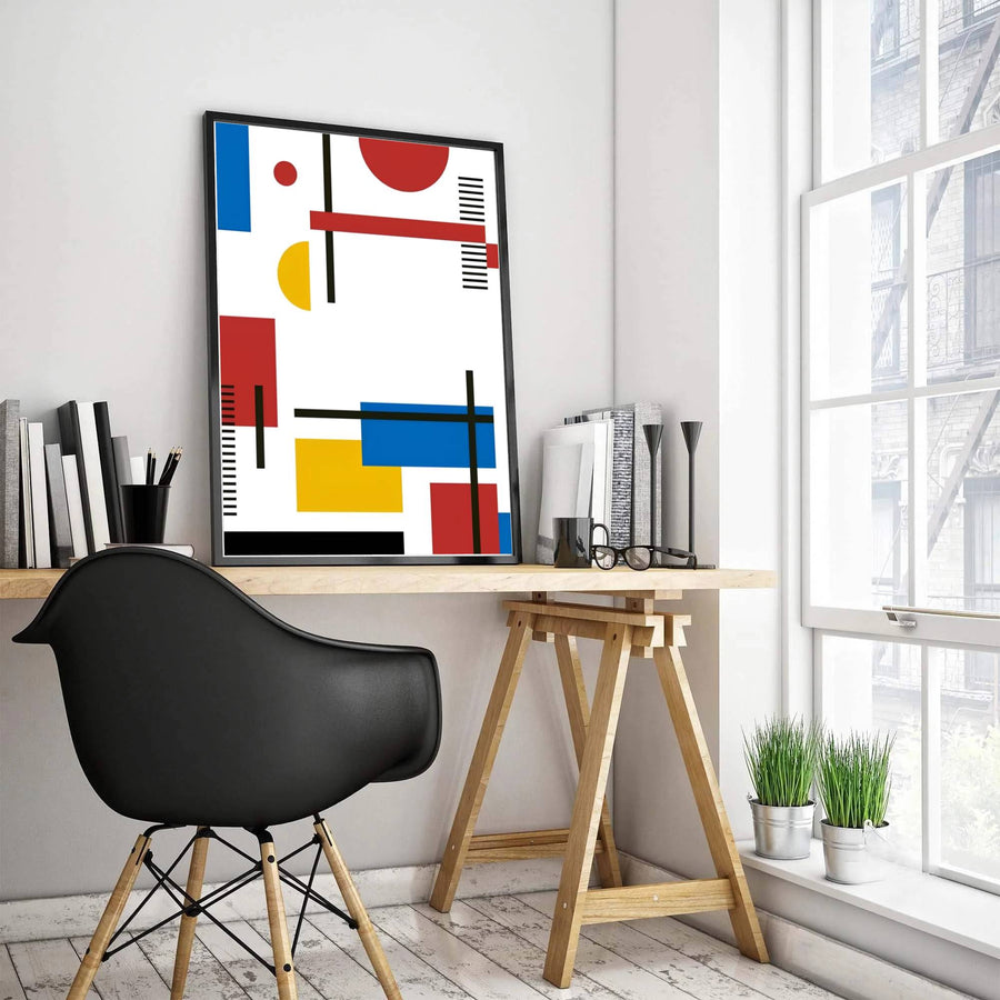 Imbued with the avant-garde spirit characteristic of classic European design schools, this timeless Piet Mondrian geometric poster radiates with quiet intellectual energy and perfect compositional poise. Available through MapYourDreams, this abstract wall decor can be ordered in custom sizes across multiple finish formats, including protective framed prints, classic unframed sheets, and gallery canvas wraps.