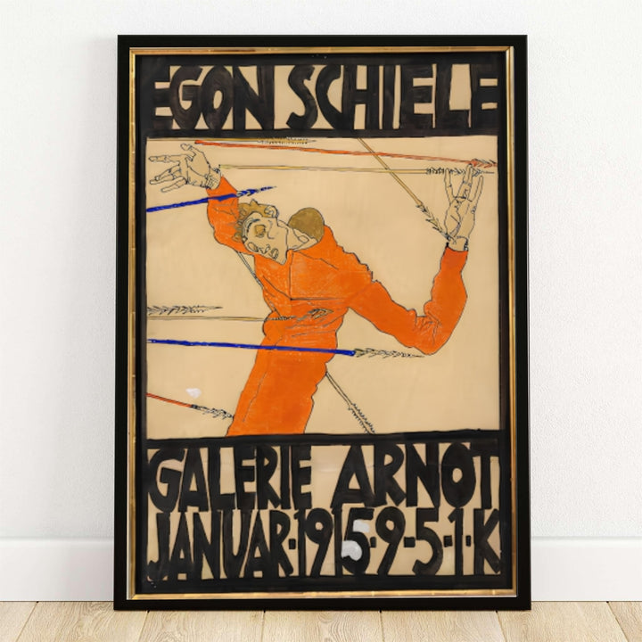 Egon Schiele Galerie Arnot 1915 poster fine art print depicting a historic Viennese Secession exhibition graphic in the Galerie Arnot Vienna collection. MapYourDreams provides custom framed wall decor, unframed paper poster prints, and gallery stretched canvas art options for modern living room interiors.