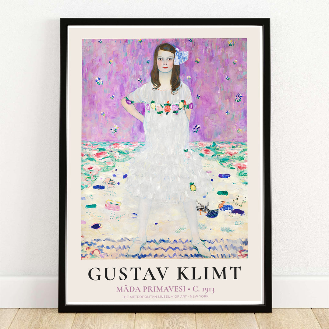 Vibrant pastel portrait canvas poster of Gustav Klimt Mada Primavesi 1913 featuring historic artwork from The Metropolitan Museum of Art in New York. MapYourDreams offers versatile framed wall art, unframed poster prints, and stretched canvas choices for gallery collection displays.